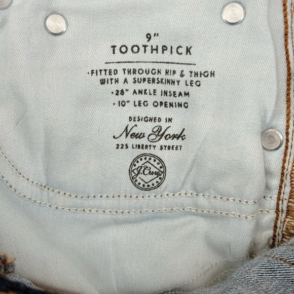 J.CREW Women's Size 27 9" Toothpick Stretch Skinny Blue Jeans High-rise Zip Fly - Picture 11 of 13